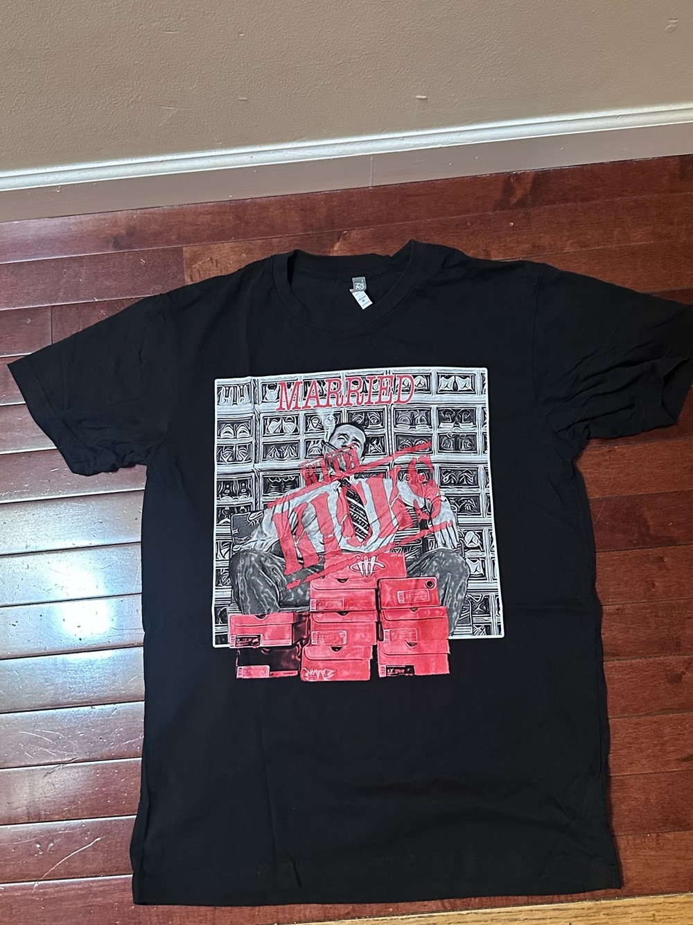 Men's Black Graphic T-Shirt with Red Print